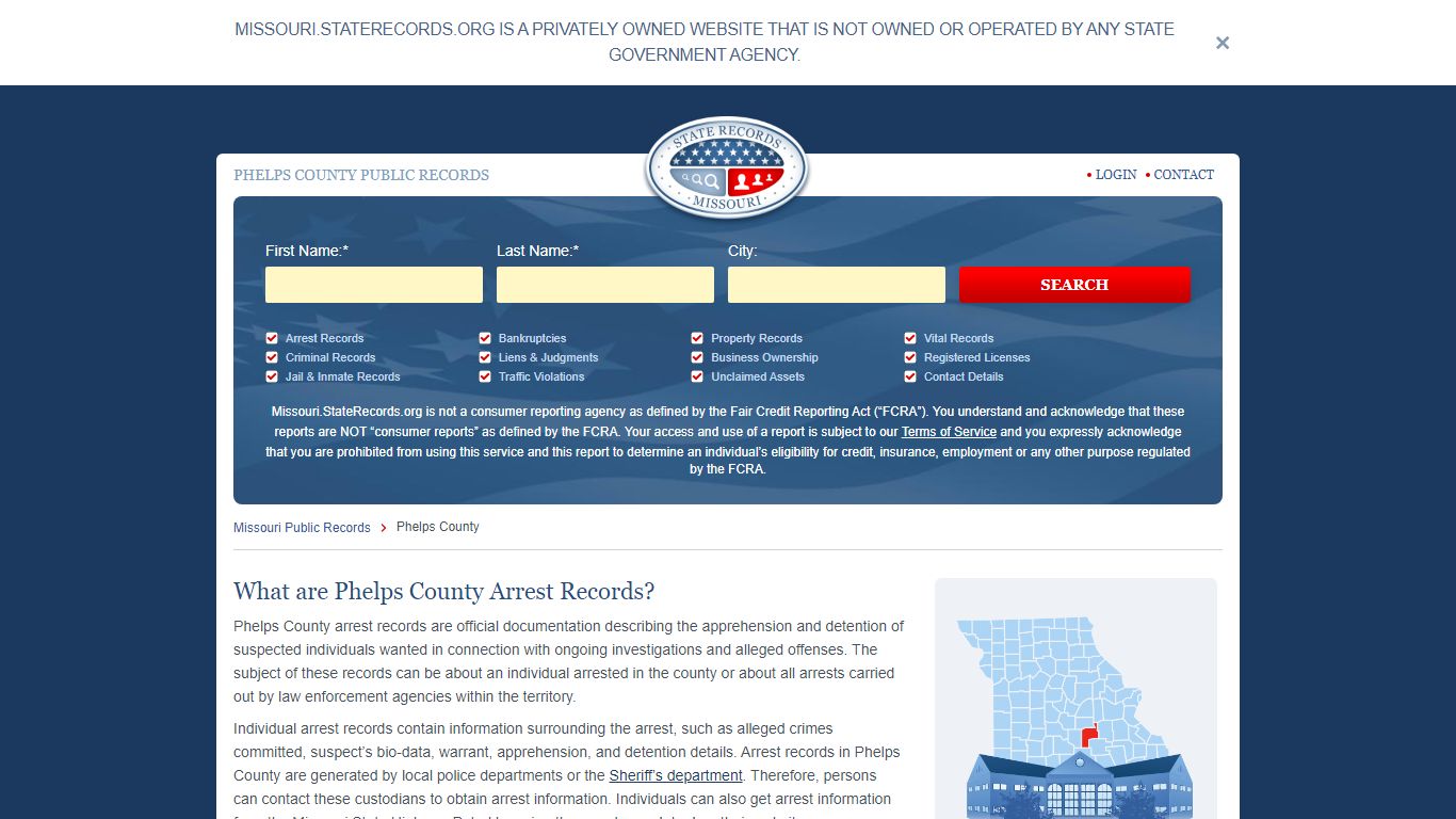 Phelps County Arrest, Court, and Public Records | StateRecords.org